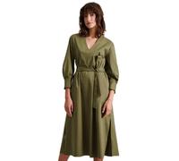 Seidensticker Damen Blusenkleid Maxi - Blusenkleid mit Bindegürtel und V-Ausschnitt - Regular Fit - Stretch - Langarm - Baumwollmischung