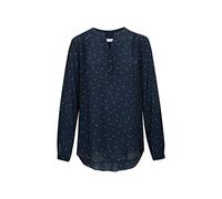 Seidensticker Damen Damenbluse-Tunikabluse-V-Neck-Regular Fit-Langarm-Viskose Bluse, blau-weiß, 34