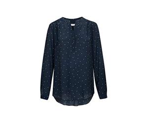 Seidensticker Damen Damenbluse-Tunikabluse-V-Neck-Regular Fit-Langarm-Viskose Bluse, blau-weiß, 34