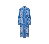 Sommerkleid SEIDENSTICKER "Schwarze Rose", Damen, Gr. M (38), Normalgrößen, blau (mittelblau), 100% Viskose, bedruckt, regular fit, Langarm, Kleider, Langarm Kragen Tuchprint (40147310-38) mittelblau