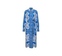 Sommerkleid SEIDENSTICKER "Schwarze Rose", Damen, Gr. XXL (44), Normalgrößen, blau, 100% Viskose, bedruckt, regular fit, Langarm, Kleider, Langarm Kragen Tuchprint (40147310-44) blau