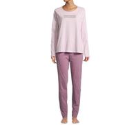 Seidensticker Damen Soft Knits Schlafanzug Pyjama Baumwolle | Set aus Langarm-Shirt und langer Hose Hose mit Seitentaschen und Bindeband Mit schönem Schriftzug auf dem Oberteil