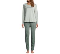 Seidensticker Damen Soft Knits Schlafanzug Pyjama Baumwolle | Set aus Langarm-Shirt und langer Hose Hose mit Seitentaschen und Bindeband Mit schönem Schriftzug auf dem Oberteil