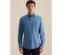 Businesshemd SEIDENSTICKER, Herren, Gr. L (42), normale Ärmellängen, blau (mittelblau), 100% Baumwolle, unifarben, slim fit, Langarm 2-Knopf-Manschette, Hemden, Slim Kentkragen Denim (57922421-42) mit