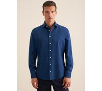 Businesshemd SEIDENSTICKER, Herren, Gr. XL (44), normale Ärmellängen, blau, 100% Baumwolle, unifarben, slim fit, Langarm 2-Knopf-Manschette, Hemden, Slim Kentkragen Denim (33510956-44) blau