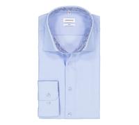 Businesshemd SEIDENSTICKER "Schwarze Rose", Herren, Gr. L (41), normale Ärmellängen, blau, 100% Baumwolle, unifarben, slim fit, 2-Knopf-Manschette, Hemden, Slim 1/1 Kentkragen Uni (54818748-41) blau