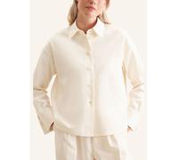 Hemdbluse SEIDENSTICKER "Schwarze Rose", Damen, Gr. L (40), beige (ecru), 100% Baumwolle, unifarben, oversize, ohne Ausschnitt, Langarm, Blusen, Langarm Kragen Uni (79580268-40) ecru