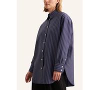 Longbluse SEIDENSTICKER "Schwarze Rose", Damen, Gr. L (40), blau (dunkelblau), 89% Viskose 11% Polyester, gestreift, oversize, ohne Ausschnitt, Langarm, Blusen, Langarm Kragen Streifen (93226629-40) d