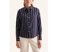 Hemdbluse SEIDENSTICKER "Schwarze Rose", Damen, Gr. 3XL (46), blau (dunkelblau), 100% Viskose, gemustert, regular fit, ohne Ausschnitt, Langarm, Blusen, Langarm Kragen Kettenprint (66654713-46) dunkel