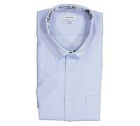 Businesshemd SEIDENSTICKER "Regular", Herren, Gr. XXL45, normale Ärmellängen, blau, 100% Baumwolle, Strukturmuster, regular fit, gerader Abschluss, Hemden, Regular 1/2 Button-Down-Kragen Struktur (146