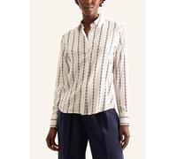 Hemdbluse SEIDENSTICKER "Schwarze Rose", Damen, Gr. XXL (44), beige (ecru), 100% Viskose, gemustert, regular fit, ohne Ausschnitt, Langarm, Blusen, Langarm Kragen Kettenprint (89299655-44) ecru