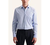 Größe 41 Seidensticker Schwarze Rose Hemd Regular Fit Hellblau smartes Karo Muster Popeline weitenverstellbare Manschette Langarm gerade geschnitten Business Kentkragen 100% Baumwolle Bügelfrei