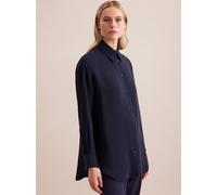 Longbluse SEIDENSTICKER "Schwarze Rose", Damen, Gr. S(36), blau (dunkelblau), 100% Polyester, unifarben, oversize, ohne Ausschnitt, Blusen Longbluse, 1/1 Kragen Uni (19303857-36) dunkelblau