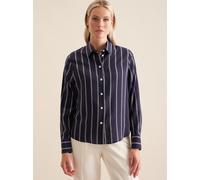 Hemdbluse SEIDENSTICKER "Schwarze Rose", Damen, Gr. S (36), blau (dunkelblau), 100% Viskose, gemustert, regular fit, ohne Ausschnitt, Langarm, Blusen, Langarm Kragen Kettenprint (66654713-36) dunkelbl