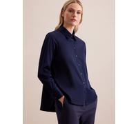 Hemdbluse SEIDENSTICKER, Damen, Gr. M38, blau (dunkelblau), 97% Baumwolle, 3% Elasthan, unifarben, regular fit, ohne Ausschnitt, Blusen Hemdbluse, 1/1 Kragen Uni (61917916-38) dunkelblau