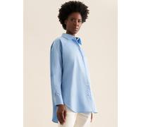 Longbluse SEIDENSTICKER "Schwarze Rose", Damen, Gr. M (38), blau (mittelblau), 100% Baumwolle, unifarben, oversize, ohne Ausschnitt, Langarm, Blusen, Langarm Kragen Uni (84884159-38) mittelblau