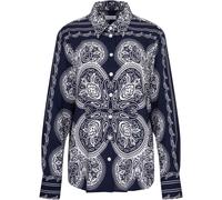 Hemdbluse SEIDENSTICKER "Schwarze Rose", Damen, Gr. XXL (44), blau (dunkelblau), 100% Viskose, bedruckt, regular fit, ohne Ausschnitt, Langarm, Blusen, Langarm Kragen Tuchprint (64715019-44) dunkelbla