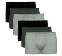 Seidensticker Herren Boxershorts, 6er Pack - Trunk 6-Pack, Single Jersey, Baumwollmischung, einfarbig Schwarz/Grau 2XL