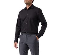 Seidensticker Herren Business Hemd Modern Fit - Bügelfreies Hemd mit geradem Schnitt, Kent-Kragen & Brusttasche - Langarm - 100% Baumwolle, Schwarz, 38 cm