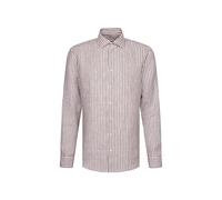 Leinenhemd SEIDENSTICKER "Schwarze Rose", Herren, Gr. M (39), normale Ärmellängen, beige (grün), 100% Leinen, gestreift, regular fit, 2-Knopf-Manschette, Hemden, Regular 1/1 Kentkragen Gestreift (4647