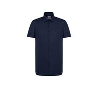 Businesshemd SEIDENSTICKER "Schwarze Rose", Herren, Gr. XXL (46), normale Ärmellängen, blau (dunkelblau), 100% Baumwolle, unifarben, tailored fit, gerader Abschluss, Hemden, Shaped 1/2 Kentkragen Uni