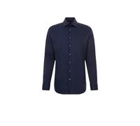 Businesshemd SEIDENSTICKER "Schwarze Rose", Herren, Gr. L42, normale Ärmellängen, blau (dunkelblau), 100% Baumwolle, unifarben, tailored fit, 2-Knopf-Manschette, Hemden, Shaped 1/1 Kentkragen Uni (963