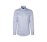 Businesshemd SEIDENSTICKER "Schwarze Rose", Herren, Gr. XL (44), verlängerte Ärmellängen, blau, 100% Baumwolle, gestreift, slim fit, 2-Knopf-Manschette, Hemden, Slim 1/1 Extra lang Kentkragen Gestreif
