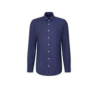 Businesshemd SEIDENSTICKER "Slim", Herren, Gr. XL (44), normale Ärmellängen, blau (dunkelblau), 100% Leinen, unifarben, slim fit, Langarm 2-Knopf-Manschette, Hemden, Slim Langarm Kentkragen Uni (22623