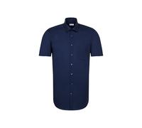 Businesshemd SEIDENSTICKER "Schwarze Rose", Herren, Gr. M (40), normale Ärmellängen, blau (dunkelblau), 100% Baumwolle, unifarben, regular fit, Kurzarm gerader Abschluss, Hemden, Uni (42730446-40) dun