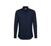 Seidensticker Herren Business Hemd Slim Fit Bügelfrei Kent Langarm Shirt, Dunkelblau, 45 EU