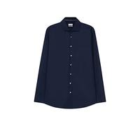 Businesshemd SEIDENSTICKER "Regular", Herren, Gr. XL (43), normale Ärmellängen, blau (dunkelblau), 100% Baumwolle, unifarben, regular fit, Langarm 2-Knopf-Manschette, Hemden, Regular Langarm Kentkrage