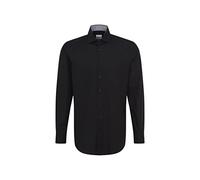 Seidensticker Herren Regular Fit Langarm Popeline Hemd, schwarz, 41