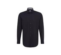 Seidensticker Herren Regular Fit Langarm Popeline Hemd, schwarz, 43