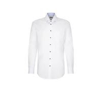 Seidensticker Herren Regular Fit Langarm Popeline Hemd, weiß, 45