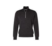 Seidensticker Herrenpullover Merino – Reißverschluss, bügelleicht, Grau, 100% Baumwolle