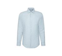 Leinenhemd SEIDENSTICKER "Schwarze Rose", Herren, Gr. XL (43), normale Ärmellängen, waterblau, 100% Leinen, gestreift, slim fit, 2-Knopf-Manschette, Hemden, Slim 1/1 Kentkragen Gestreift (60739760-43)