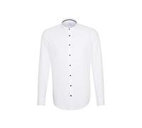 Seidensticker Herren Slim Langarm mit Stehkragen bügelfrei Businesshemd, Weiß (Weiß 1), 37