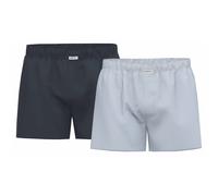 Seidensticker Herren Web-Boxershorts, 2er Pack - Boxer 2-Pack, Baumwolle, Logo Blau M