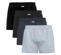 Seidensticker Herren Web-Boxershorts, 4er Pack - Boxer 4-Pack, Baumwolle, Logo Schwarz/Blau / 2XL XXL Schwarz