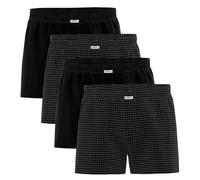 Seidensticker Herren Web-Boxershorts, 4er Pack - Boxer 4-Pack, Baumwolle, Logo Schwarz / M M Schwarz