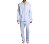 Seidensticker Herren Web Pyjama Schlafanzug Baumwolle | Oberteil mit Knopfleiste für eleganten Look Hose mit elastischem Bund für Komfort