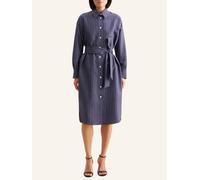 Sommerkleid SEIDENSTICKER "Schwarze Rose", Damen, Gr. M (38), Normalgrößen, blau (dunkelblau), 89% Viskose 11% Polyester, gestreift, oversize, Langarm, Kleider, Langarm Kragen Streifen (41789634-38) d