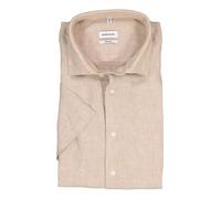 Seidensticker Kurzarmhemd Herren Regular Fit Kurzarm Leinen beige, 40
