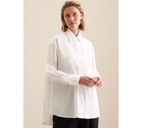 Longbluse SEIDENSTICKER "Schwarze Rose", Damen, Gr. S (36), weiß, 100% Baumwolle, unifarben, oversize, ohne Ausschnitt, Blusen, Langarm Kragen Uni (81393158-36) weiß