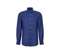 Seidensticker Leinenhemd Slim Fit Kentkragen 100% Leinen 2-Knopf-Manschette Blau Größe 41 Herren
