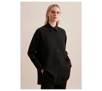 Longbluse SEIDENSTICKER "Schwarze Rose", Damen, Gr. XL (42), schwarz, 100% Polyester, unifarben, oversize, ohne Ausschnitt, Blusen, Langarm Kragen Uni (78893517-42) schwarz