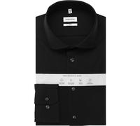 Businesshemd SEIDENSTICKER "Schwarze Rose", Herren, Gr. L (42), normale Ärmellängen, schwarz, 80% Polyamid, 20% Elastan, unifarben, slim fit, 2-Knopf-Manschette, Hemden, Slim 1/1 Kentkragen Uni (83526