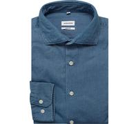 Businesshemd SEIDENSTICKER, Herren, Gr. M (39), normale Ärmellängen, blau (medium blau), 100% Baumwolle, unifarben, regular fit, Langarm 2-Knopf-Manschette, Hemden Jeanshemd, Regular 1/1 Kentkragen De