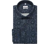 Seidensticker Regular Fit Hemd Blue Grey, Bedruckt