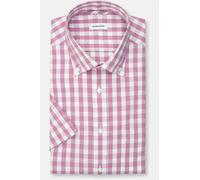 Businesshemd SEIDENSTICKER "Regular", Herren, Gr. M40, normale Ärmellängen, lila (berry), 100% Baumwolle, kariert, regular fit, gerader Abschluss, Hemden, Regular 1/2 Button-Down-Kragen Karo (43113401
